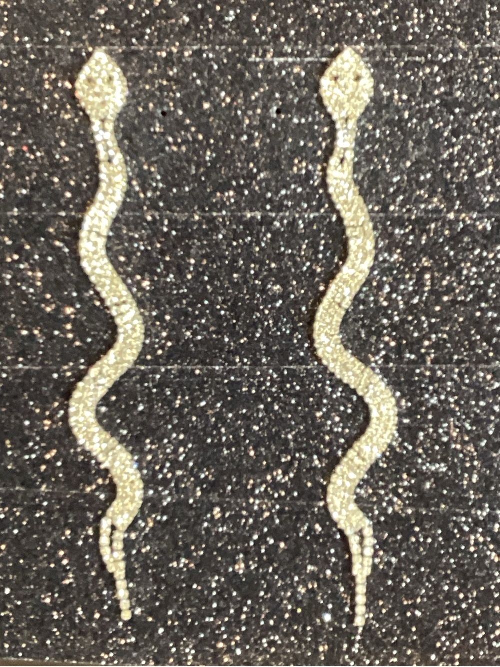 Sparkling Snake Drop Earrings in Gold Tone